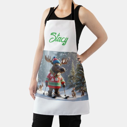 Merry Moose and Friends Christmas Personalized     エプロン (インサイチュ)