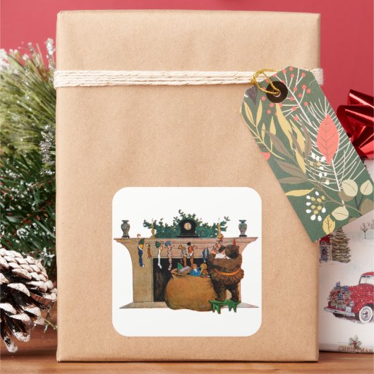 Merry Old Christmas Elf, Jessie Willcox Smith スクエアシール (クリスマス)