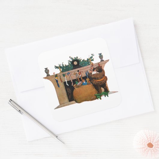 Merry Old Christmas Elf, Jessie Willcox Smith スクエアシール (封筒)