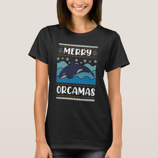 Merry Orcamas Orca diver marine biologist Swea Tシャツ (正面)