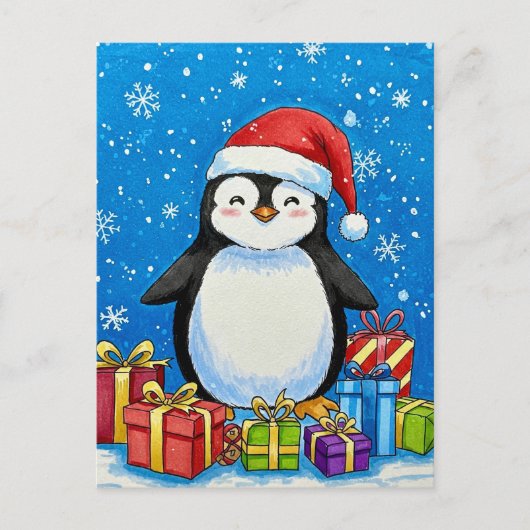 Merry Penguin Christmas Postcard ポストカード (正面)