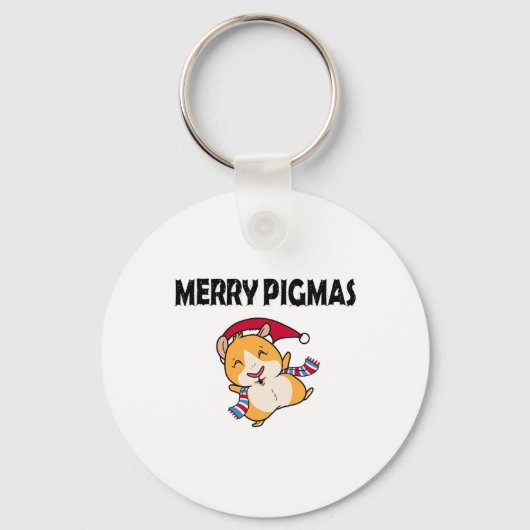 Merry Pigmas Face Mask Funny Guinea Pig Christmas  キーホルダー (正面)