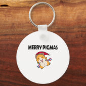 Merry Pigmas Face Mask Funny Guinea Pig Christmas  キーホルダー (正面)