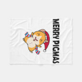 Merry Pigmas Face Mask Funny Guinea Pig Christmas  フリースブランケット (正面(横))