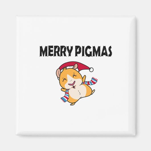 Merry Pigmas Face Mask Funny Guinea Pig Christmas  マグネット (正面)