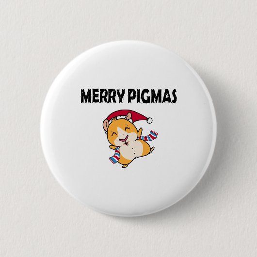 Merry Pigmas Face Mask Funny Guinea Pig Christmas 缶バッジ (正面)