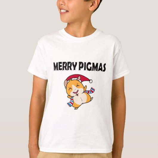 Merry Pigmas Face Mask Funny Guinea Pig Christmas Tシャツ (正面)