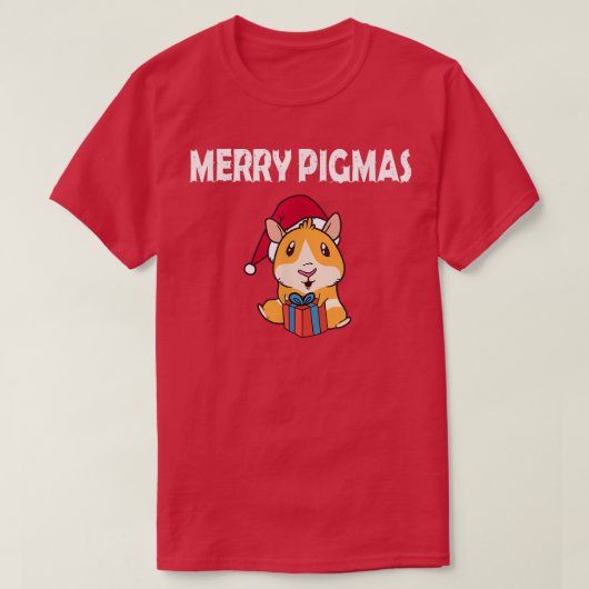 Merry Pigmas Face Mask Funny Guinea Pig Christmas Tシャツ (デザイン正面)