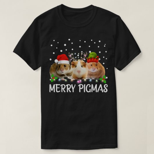Merry Pigmas Funny Guinea Pig Christmas Santa  Tシャツ (デザイン正面)