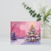 Merry Pink Christmas | Watercolor Holiday Card シーズンカード (スタンド正面)