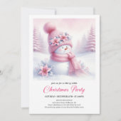 Merry Pink Snowman Editable Christmas Invite Digit 招待状 (正面)