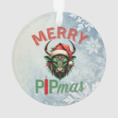 Merry PIPmas Trading Bull Christmas Design – Funny オーナメント (裏面)