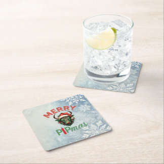 Merry PIPmas Trading Bull Christmas Design – Funny スクエアペーパーコースター