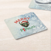 Merry PIPmas Trading Bull Christmas Design – Funny スクエアペーパーコースター (アングル)