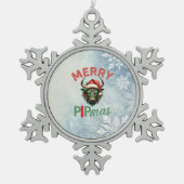 Merry PIPmas Trading Bull Christmas Design – Funny スノーフレークピューターオーナメント (正面)