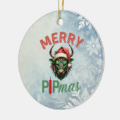 Merry PIPmas Trading Bull Christmas Design – Funny セラミックオーナメント (左)