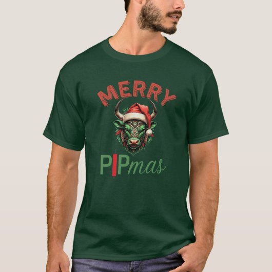 Merry PIPmas Trading Bull Christmas Design – Funny Tシャツ (正面)
