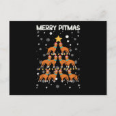 Merry Pitmas Pitbull Dog Merry Christmas Tree ポストカード (正面)