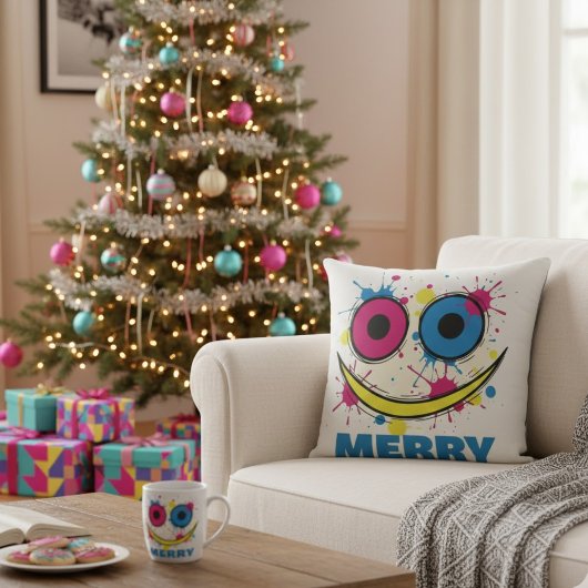 Merry Pop: Colorful & Playful Modern Art Christmas クッション