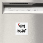 Merry & Pregnant Pregnancy Announcement Santa Hat マグネット (インサイチュ (食洗機))