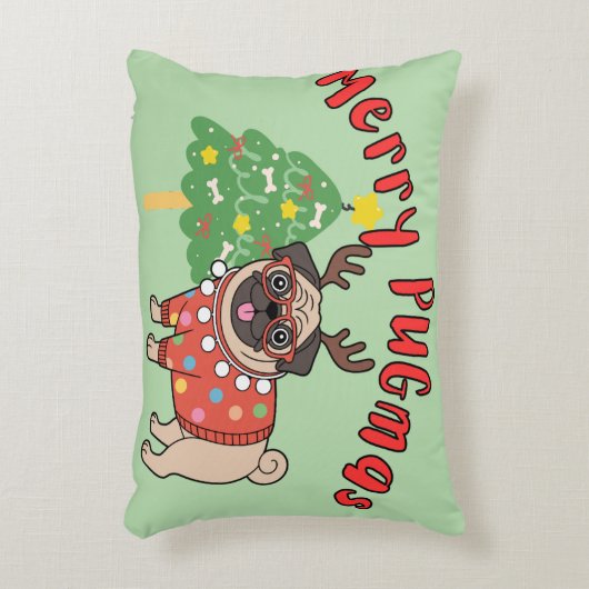 Merry PUGmas アクセントクッション (正面(垂直))