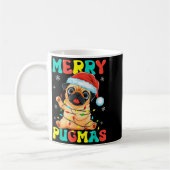 Merry Pugmas Pug Christmas Santa Pug Xmas Lights D コーヒーマグカップ (左)
