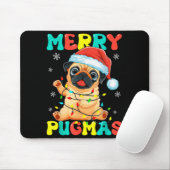 Merry Pugmas Pug Christmas Santa Pug Xmas Lights D マウスパッド (マウス)