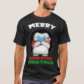 Merry Quarantine Christmas 2020 Hedgehog Santa Tシャツ (正面)