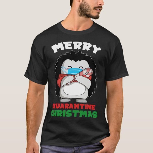 Merry Quarantine Christmas 2020 Hedgehog Santa Tシャツ (正面)