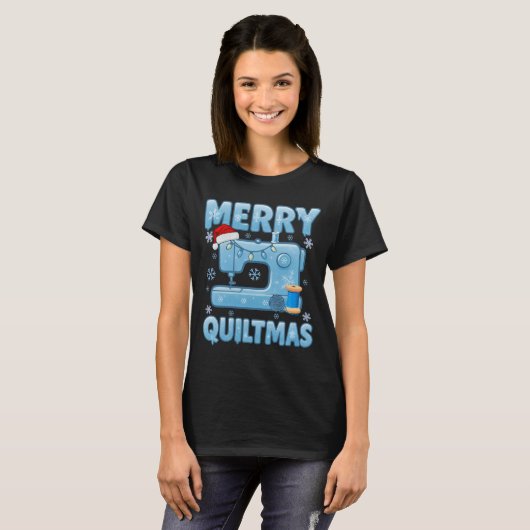 Merry Quiltmas Sewing Machine 4 Tシャツ (正面フル)