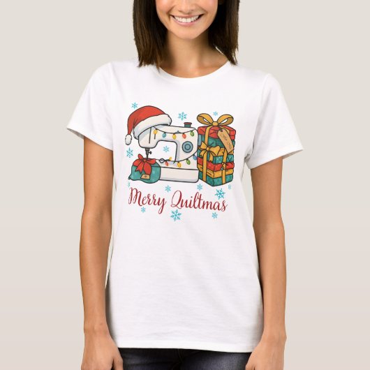 Merry Quiltmas Sewing Machine 6 Tシャツ (正面)