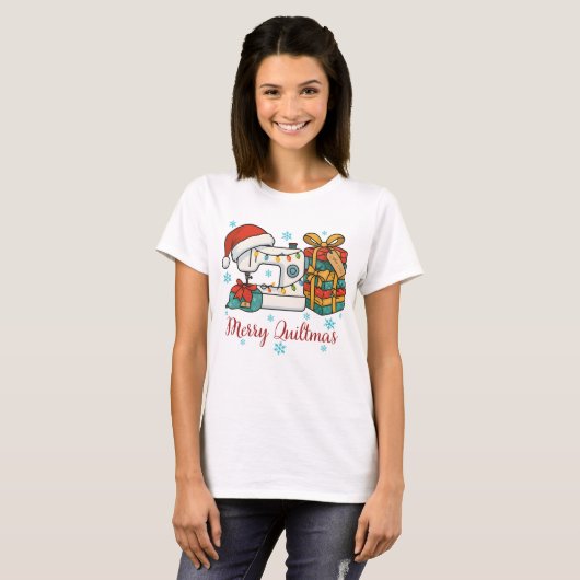 Merry Quiltmas Sewing Machine 6 Tシャツ (正面フル)