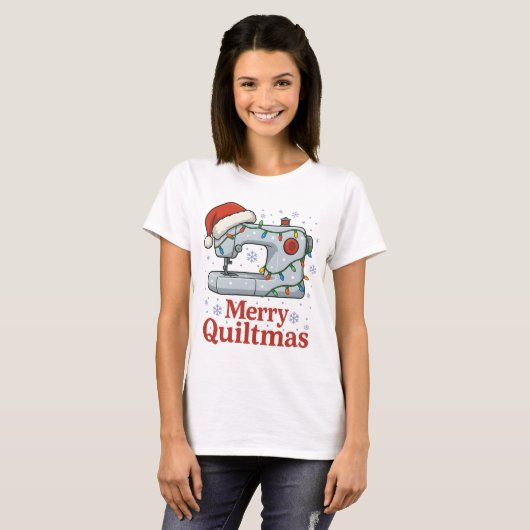 Merry Quiltmas Sewing Machine 7 Tシャツ (正面フル)