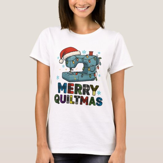 Merry Quiltmas Sewing Machine  Tシャツ (正面)