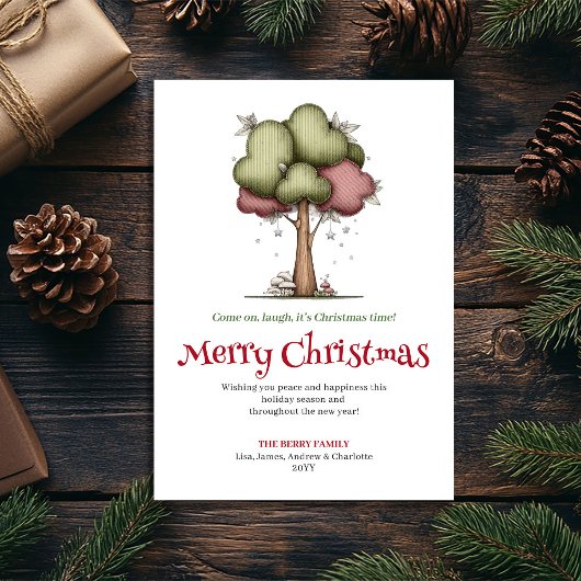 Merry Quirky Christmas Tree Minimalist Design シーズンカード