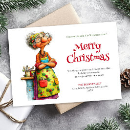 Merry Quirky Woman Editable Digital Greeting シーズンカード