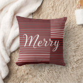 Merry -Red, Gray, Black, White Stripes クッション (ブランケット)