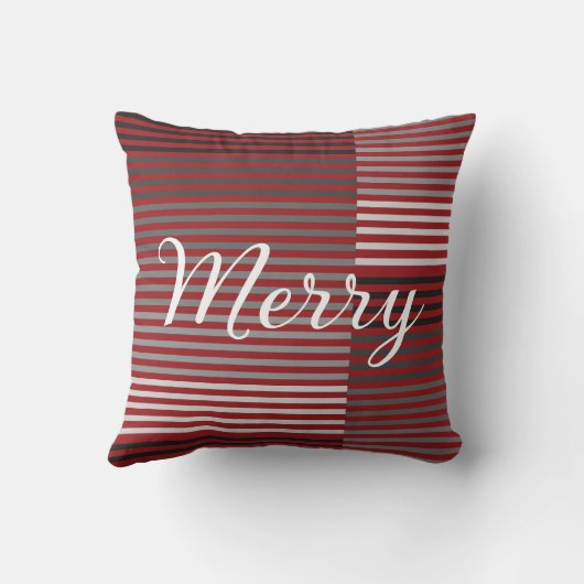 Merry -Red, Gray, Black, White Stripes クッション (裏面)