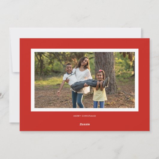 Merry Red Retro Script Christmas Photo シーズンカード (裏面)
