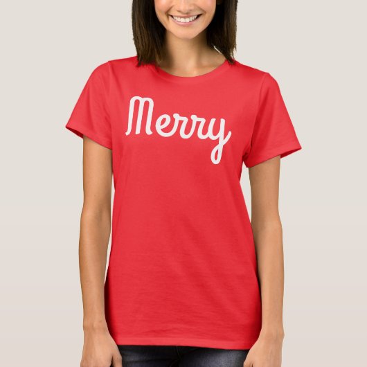 Merry Red Shirt Simple Modern Retro Minimalist Tシャツ (正面)