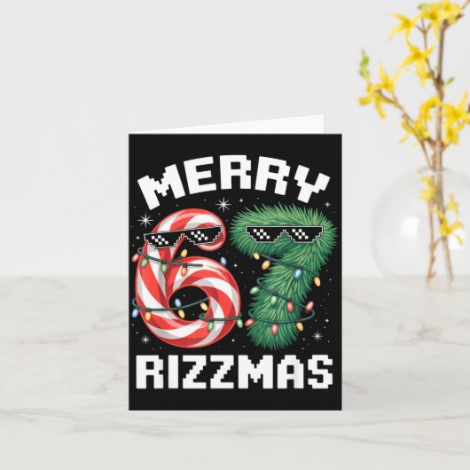 Merry Rizzmas 67 Candy Cane Tree Sungles Funny  カード (黄色い花)