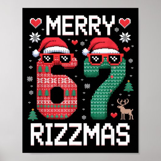 Merry Rizzmas 67 Knitted Sweater Sungles Funny ポスター (正面)