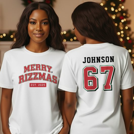 Merry Rizzmas Athletic Sports Jersey Christmas Tシャツ