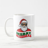 Merry Rizzmas Retro Santa Claus Funny Christmas コーヒーマグカップ (左)