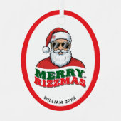 Merry Rizzmas Retro Santa Claus Funny Christmas メタルオーナメント (正面)