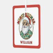 Merry Rizzmas Santa Claus in Sunglasses Funny Xmas メタルオーナメント (正面左)