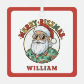 Merry Rizzmas Santa Claus in Sunglasses Funny Xmas メタルオーナメント (正面)