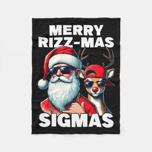 Merry Rizzmas Sigmas Gen Alpha Funny Christmas San フリースブランケット (正面)