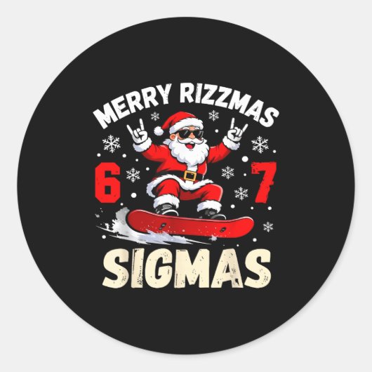 Merry Rizzmas Sigmas Santa 67 Six Seven  ラウンドシール (正面)