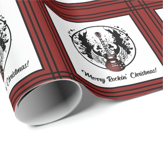 Merry Rockin Christmas Guitar Rock & Roll Musician ラッピングペーパー (ロールコーナー)